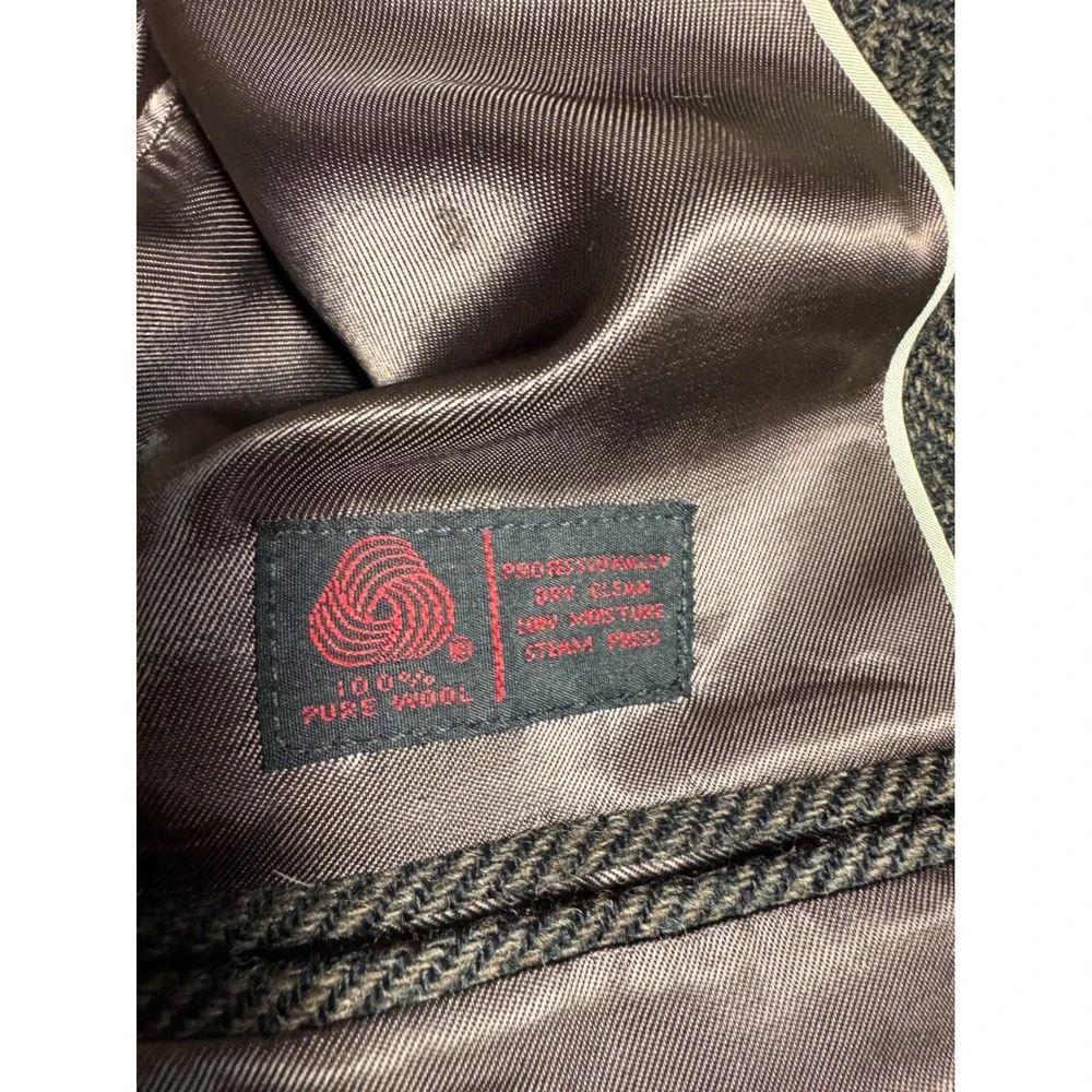 Vintage Boston Trader Blazer Mens 43L Brown Wool Herringbone Sport Coat Jacket